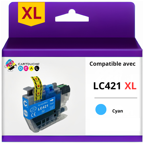 BROTHER LC-421 XL : CARTOUCHE D'ENCRE GENERIQUE COMPATIBLE LC421 XL CYAN