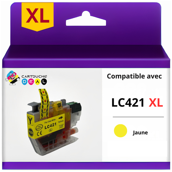 BROTHER LC-421 XL : CARTOUCHE D'ENCRE GENERIQUE COMPATIBLE LC421 XL JAUNE