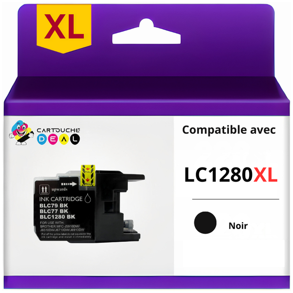BROTHER LC-1280 XL : CARTOUCHE D'ENCRE GENERIQUE COMPATIBLE NOIR LC1280 GRANDE CAPACITE