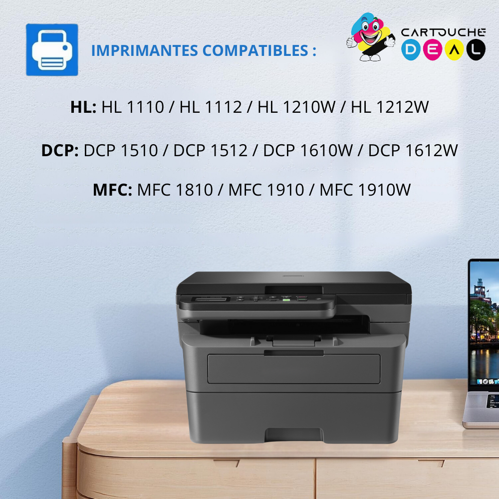 TN-1050 : Lot de 3 Toners générique compatible au modèle Brother TN1050 noir