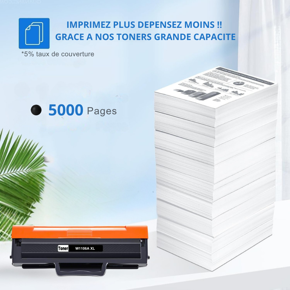 HP 106A-XL : Lot de 3 Toners générique compatible au modèle HP W1106A noir grande capacité