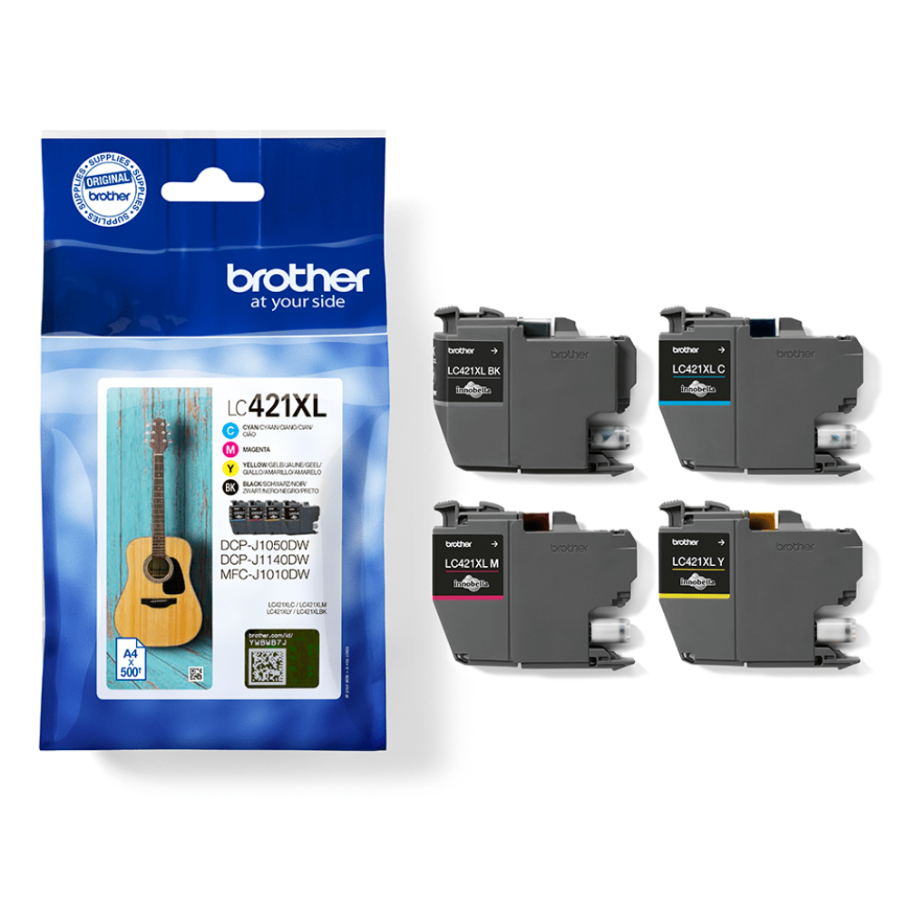 PACK DE 4 CARTOUCHES D'ENCRE DE MARQUE MODÈLE BROTHER LC-421XL LC421 XL GRANDE CAPACITE