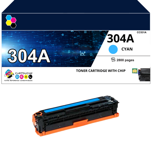 HP 304A : Toner générique compatible au modèle HP CC531A cyan