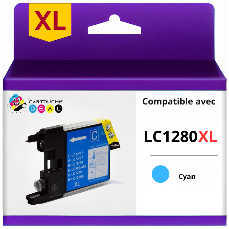 BROTHER LC-1280 XL : CARTOUCHE D'ENCRE GENERIQUE COMPATIBLE CYAN LC1280 GRANDE CAPACITE