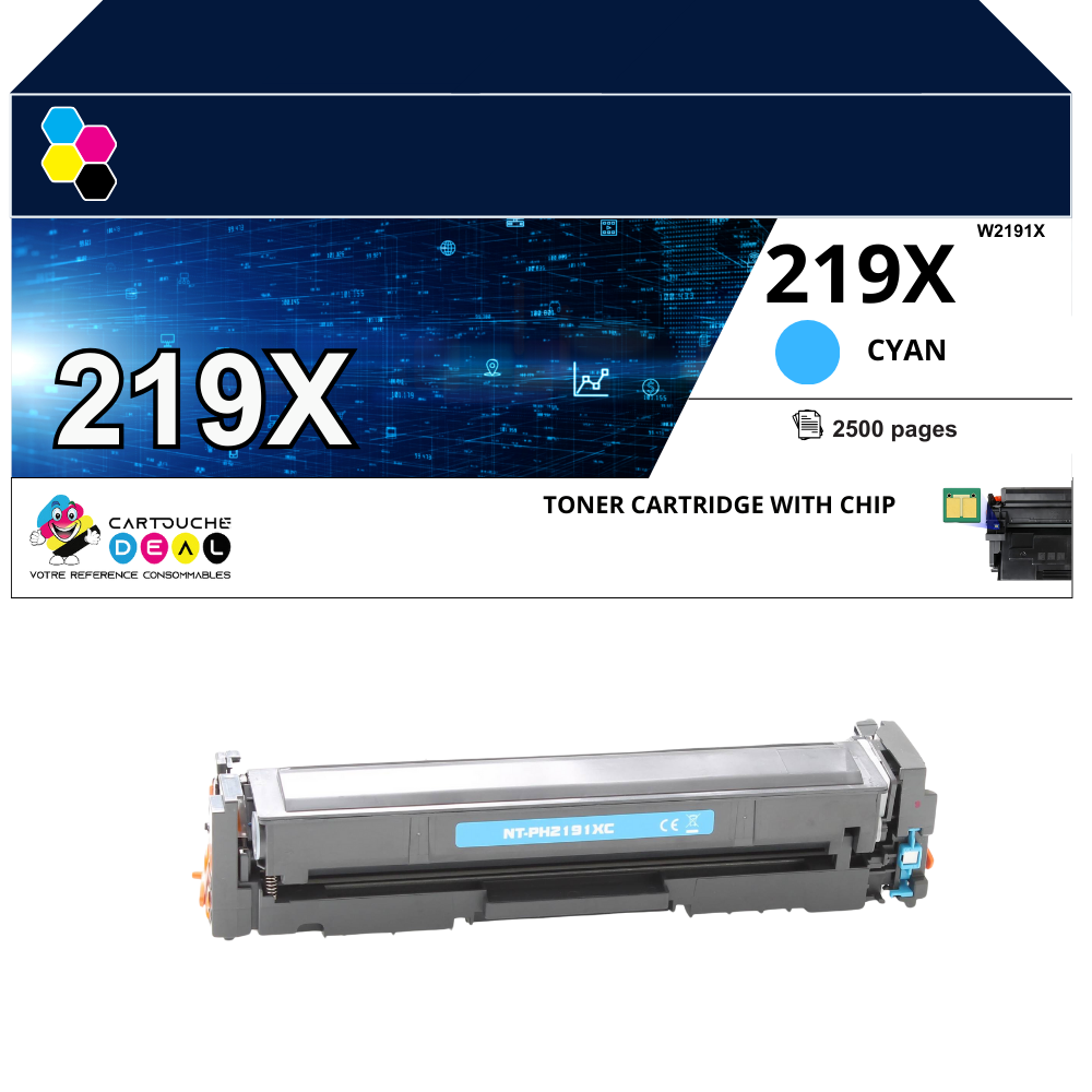 HP 219X : Toner générique compatible au modèle HP W2191X cyan grande capacité