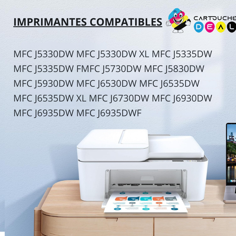 LOT DE 4 CARTOUCHES D'ENCRE GENERIQUE COMPATIBLE BROTHER LC-970 LC970
