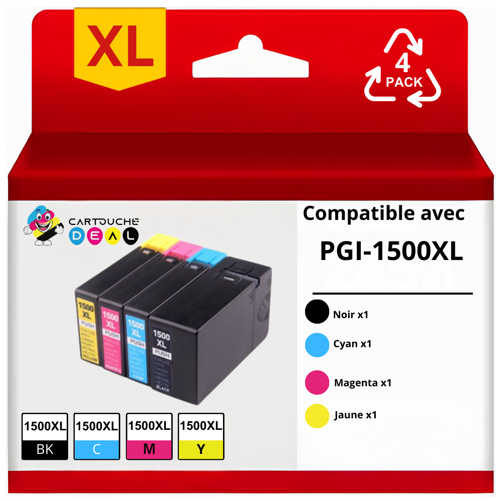 CANON PGI-1500 XL : LOT de 4 Cartouches d'encre générique compatible GRANDE CAPACITE