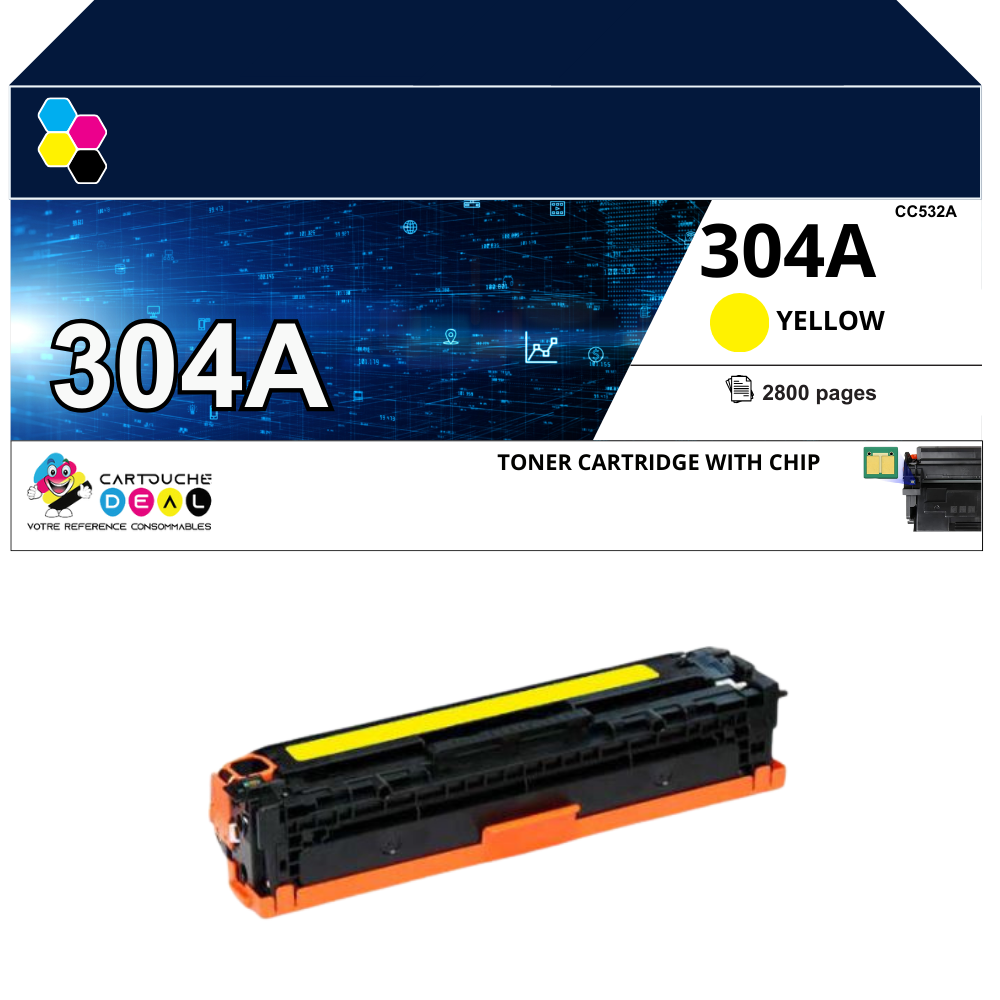 HP 304A : Toner générique compatible au modèle HP CC532A jaune