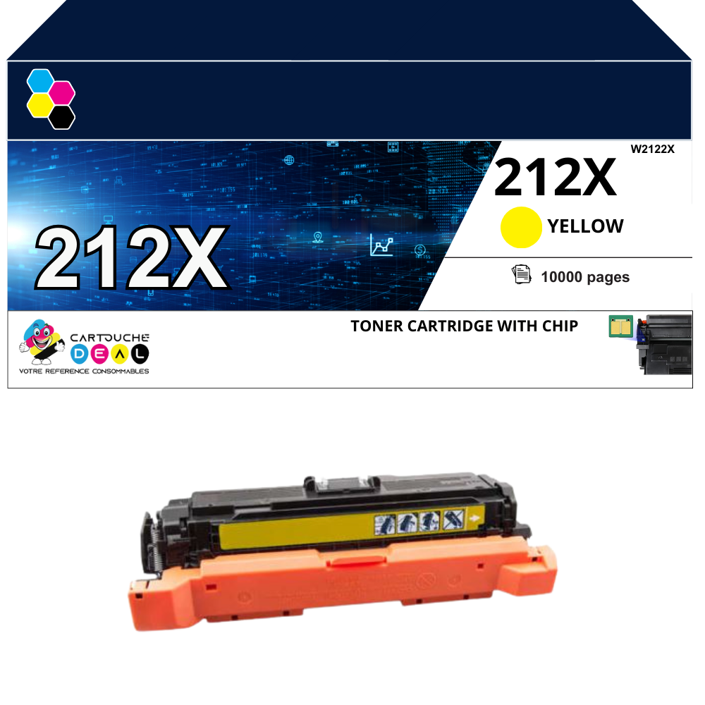 HP 212X : Toner générique compatible au modèle HP W2122X jaune grande capacité