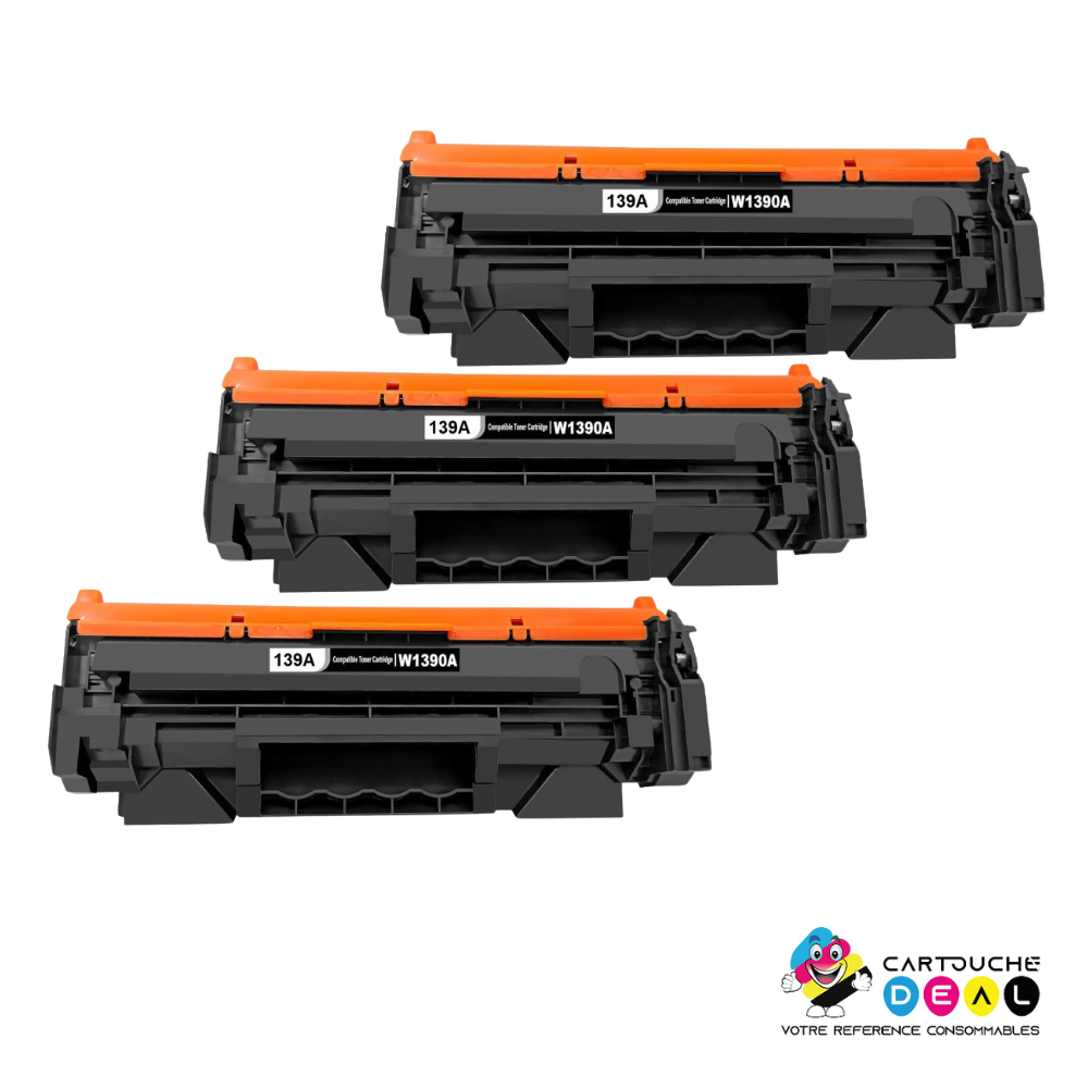 HP 139A : Lot de 3 Toners générique compatible au modèle HP W1390A noir