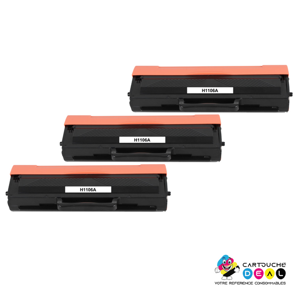 HP 106A : Lot de 3 Toners générique compatible au modèle HP W1106A noir