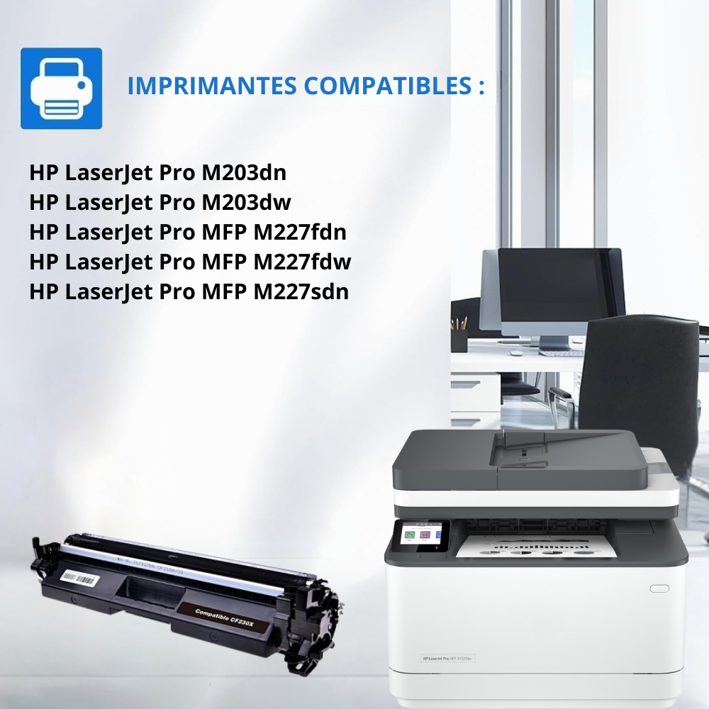 HP 30X : Lot de 3 Toners générique compatible au modèle HP CF230X noir GRANDE CAPACITE