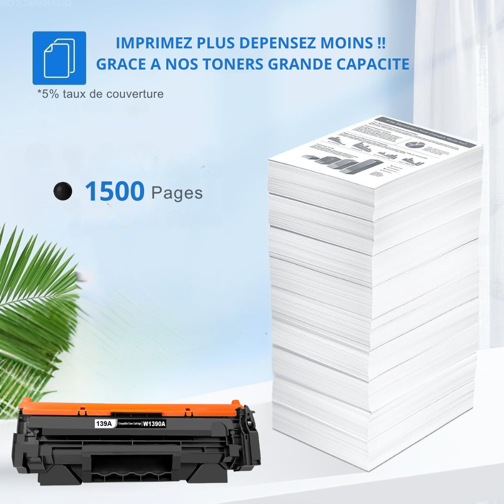 HP 139A : Lot de 3 Toners générique compatible au modèle HP W1390A noir