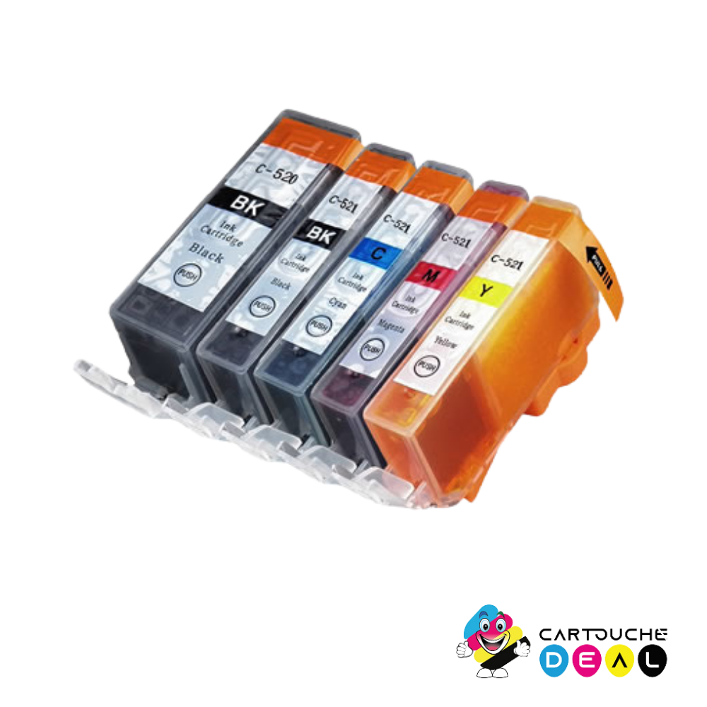 CANON PGI-520 /CLI-521 : LOT de 5 Cartouches d'encre générique compatible