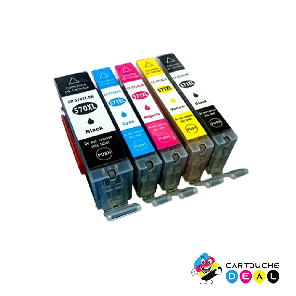 CANON PGI-570 XL /CLI-571 XL : LOT de 5 Cartouches d'encre générique compatible GRANDE CAPACITE