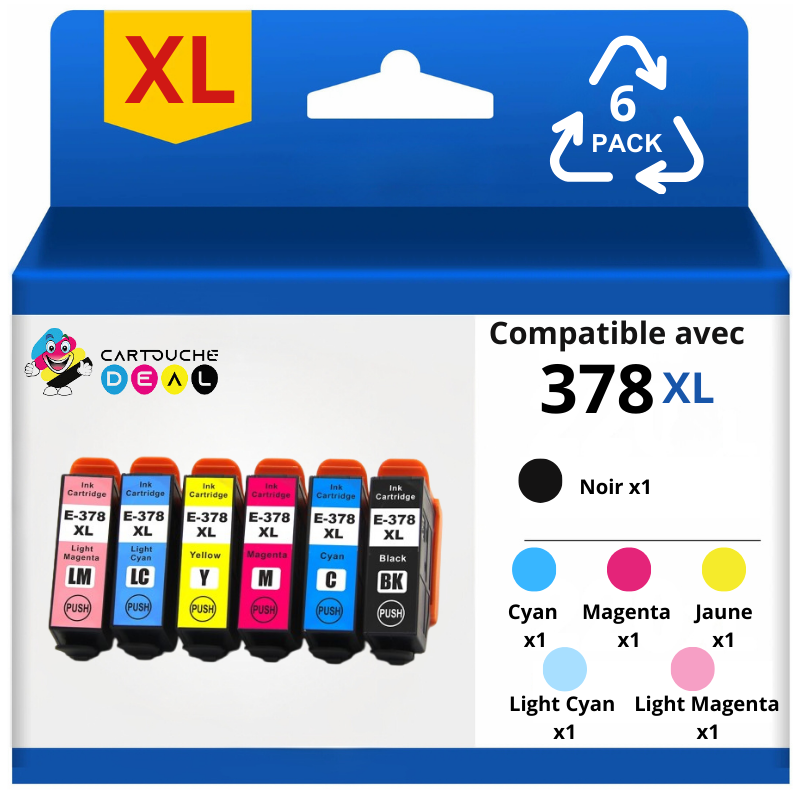 EPSON 378XL : LOT de 6 Cartouches d'encre générique compatible T3798