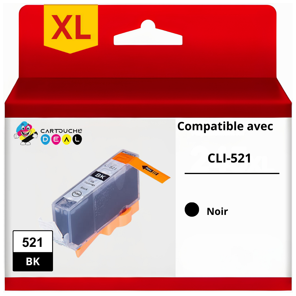 CANON CLI-521BK : Cartouche d'encre générique compatible noir
