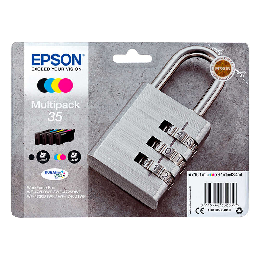 EPSON 35 : Pack de 4 cartouches d'encre de marque Epson C13T35864010 Série "Cadenas"