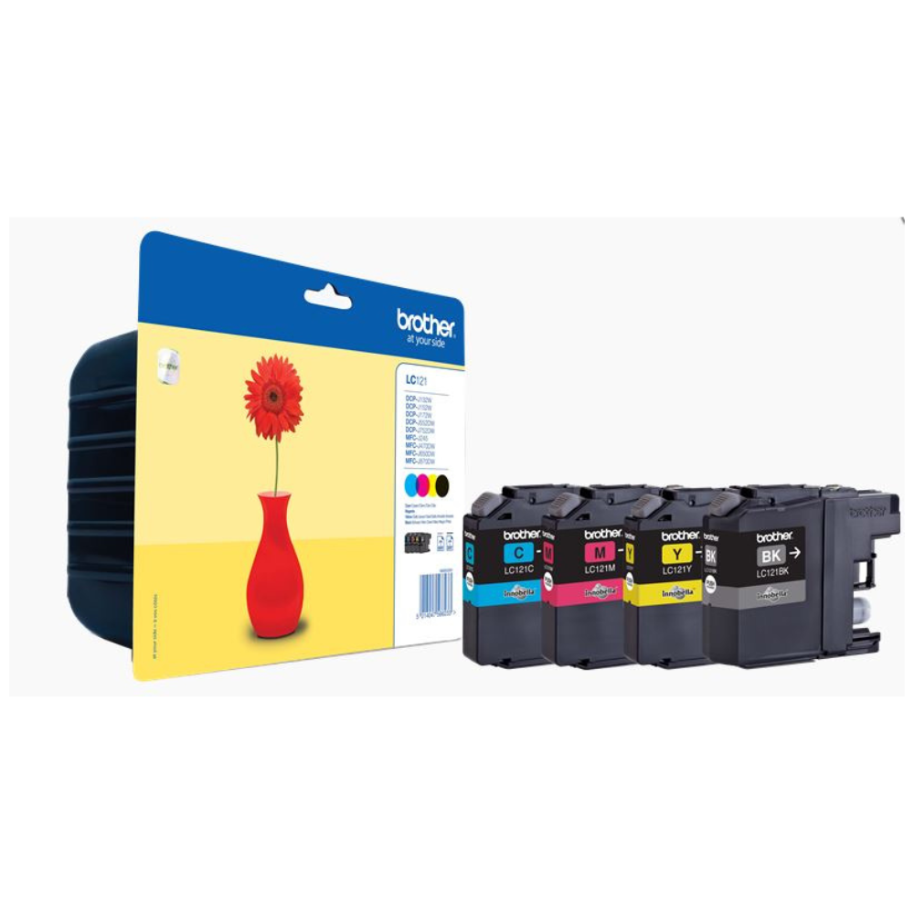 PACK DE 4 CARTOUCHES D'ENCRE DE MARQUE MODÈLE BROTHER LC-121 LC121