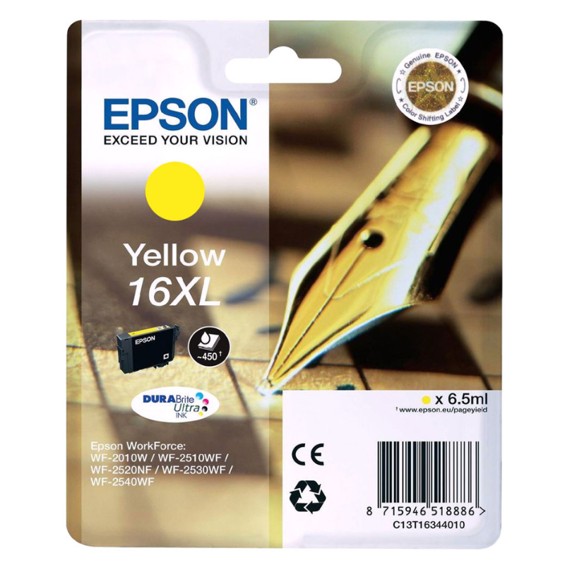 EPSON 16XL - Cartouche d'encre de marque Epson jaune C13T16344012 Série "Stylo Plume" GRANDE CAPACITE