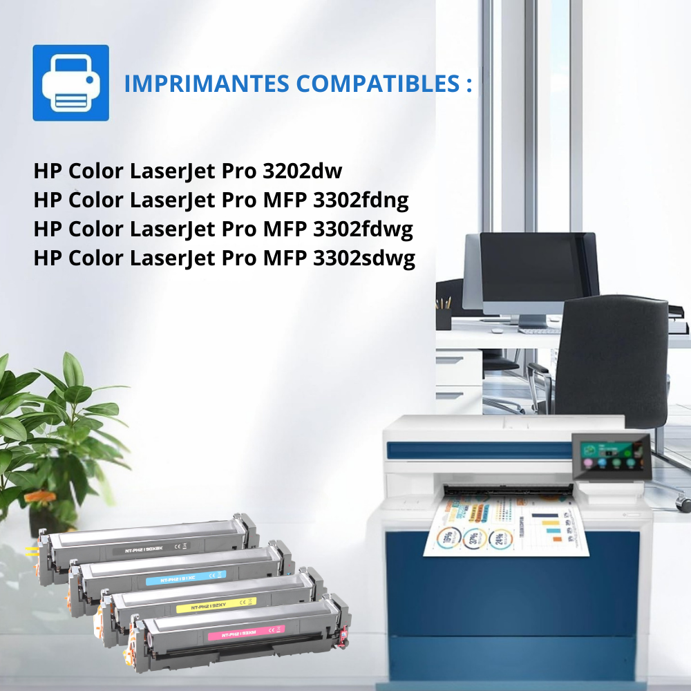 HP 219X : Lot de 4 Toners générique compatible au modèle HP W2190X W2191X W2192X W2193X grande capacité