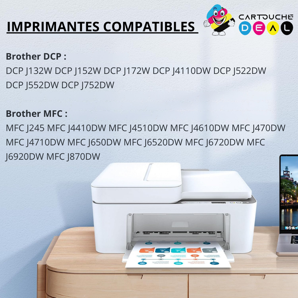 BROTHER LC-123 : CARTOUCHE D'ENCRE GENERIQUE COMPATIBLE CYAN LC123 C
