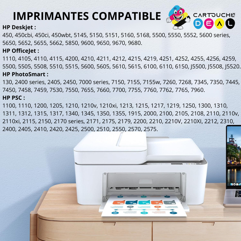 Lot de 2 cartouches compatibles HP 56, HP 57, HP56, HP57 grande capacité