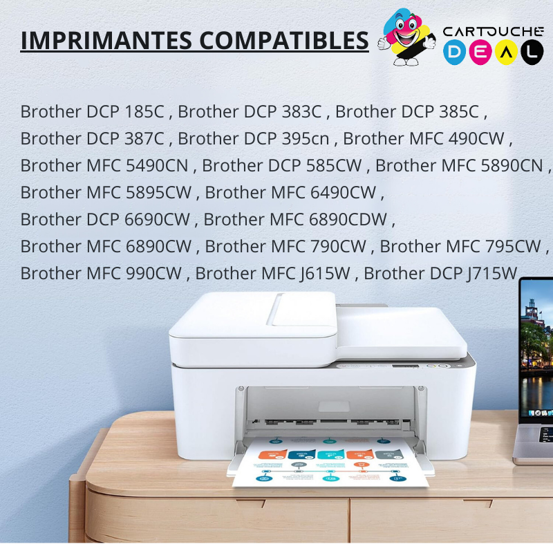 LOT DE 4 CARTOUCHES D'ENCRE GENERIQUE COMPATIBLE BROTHER LC-1100 LC1100