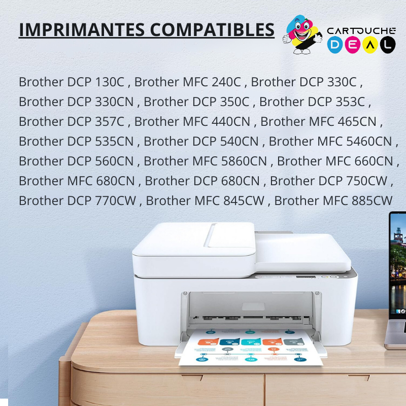 LOT DE 4 CARTOUCHES D'ENCRE GENERIQUE COMPATIBLE BROTHER LC-1000 LC1000