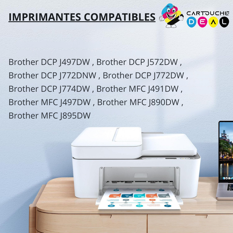 LOT DE 4 CARTOUCHES D'ENCRE GENERIQUE COMPATIBLE BROTHER LC-3213 LC3213