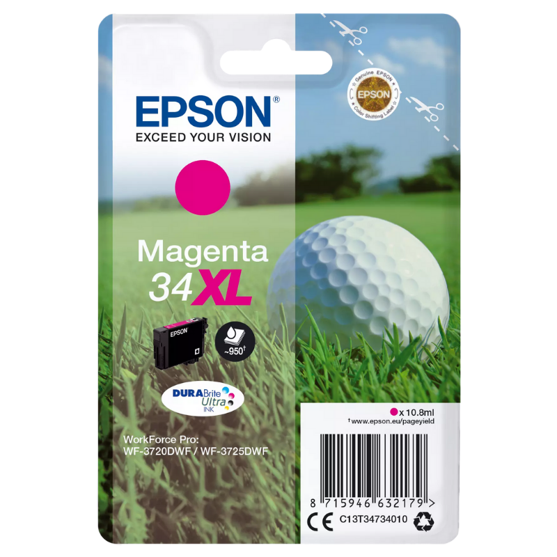 EPSON 34XL - Cartouche d'encre de marque Epson magenta C13T34734010 Série "Balle de Golf" GRANDE CAPACITE