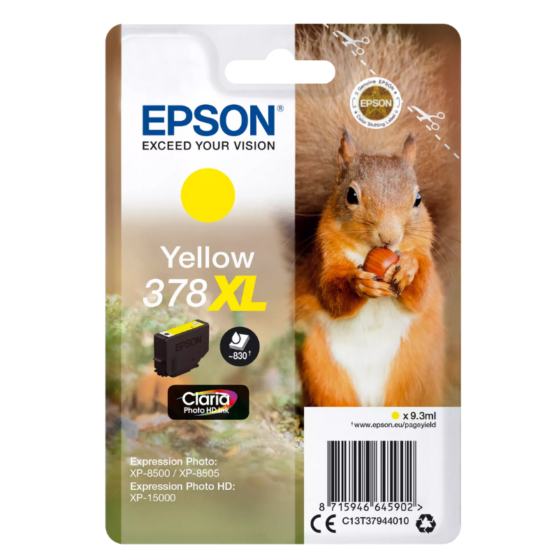 EPSON 378XL - Cartouche d'encre de marque Epson jaune C13T37944010 Série "Eléphant" GRANDE CAPACITE