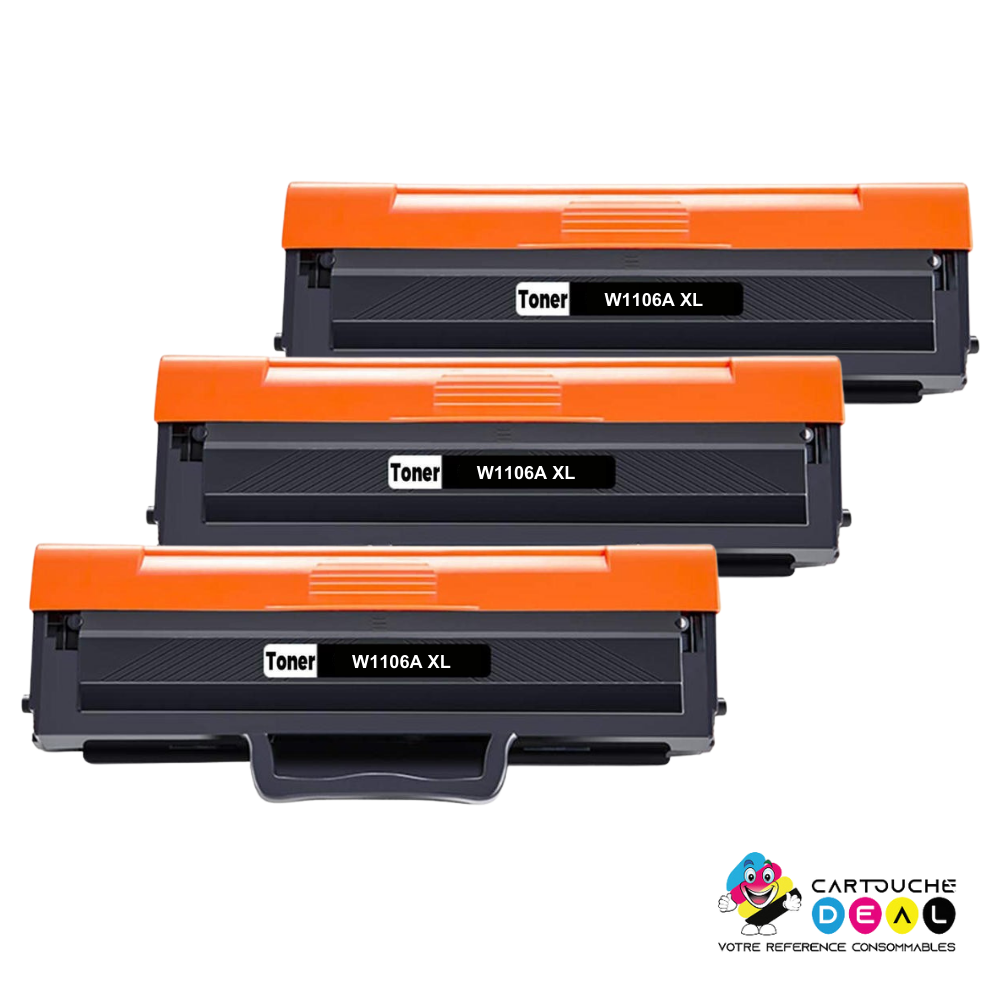 HP 106A-XL : Lot de 3 Toners générique compatible au modèle HP W1106A noir grande capacité