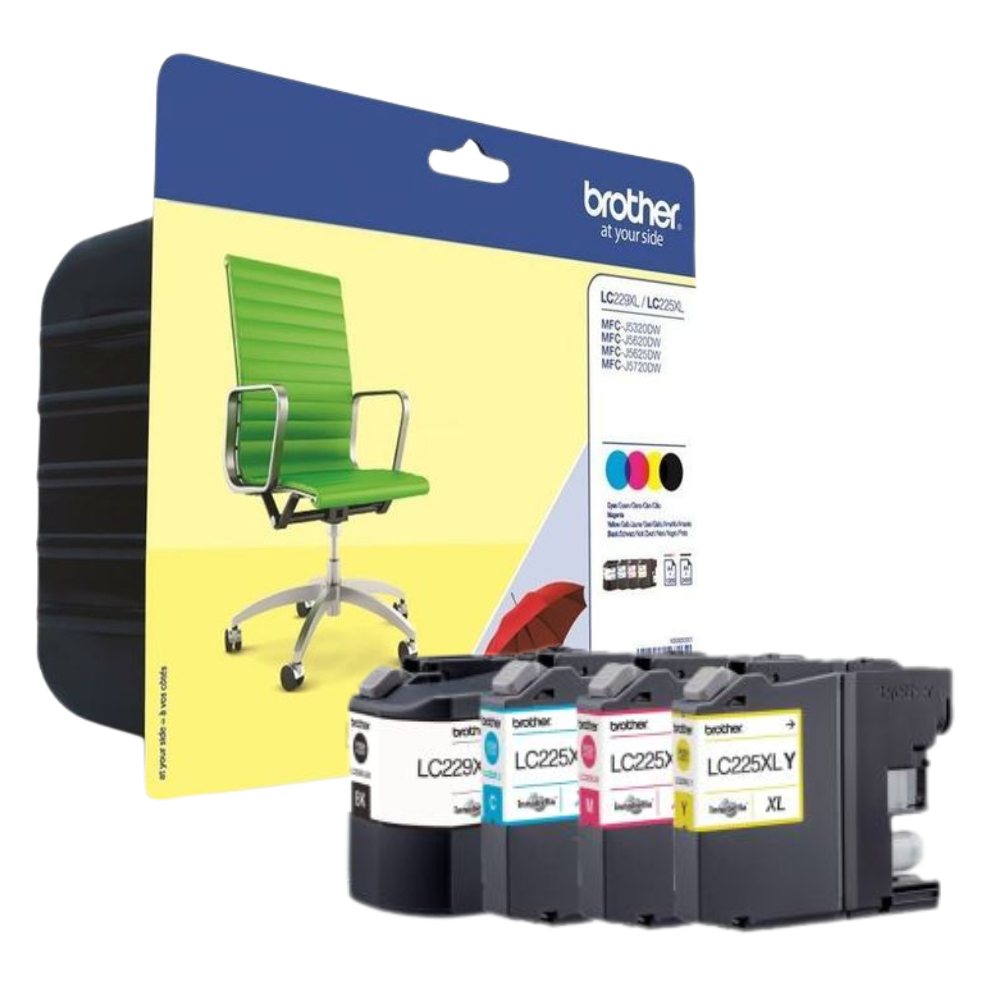 PACK DE 4 CARTOUCHES D'ENCRE DE MARQUE MODÈLE BROTHER LC-229 LC-225 XL LC229 LC225 XL TRES GRANDE CAPACITE
