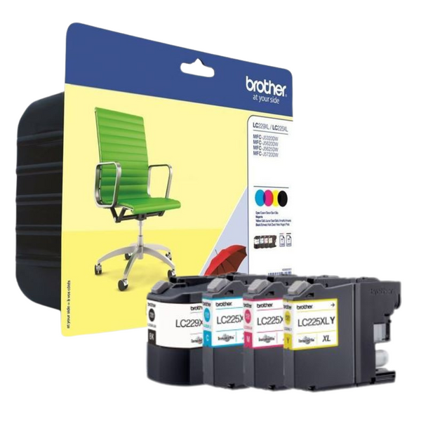 PACK DE 4 CARTOUCHES D'ENCRE DE MARQUE MODÈLE BROTHER LC-229 LC-225 XL LC229 LC225 XL TRES GRANDE CAPACITE